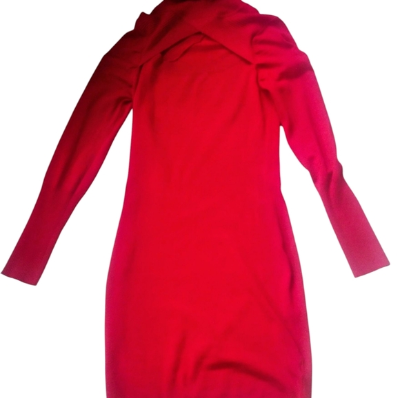 Derek Heart Womens Bodycon Red Ribbed Cutout Stretch Dress Long Sleeve SZ M - Picture 4 of 6